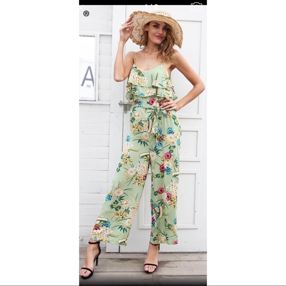 Boho floral print jumpsuit